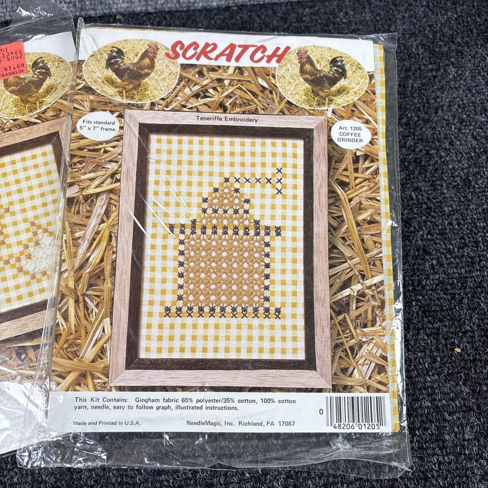 Scratch~Teneriffe‎ Embroidery~Chick/Coffee Grinder~Set of 2~NIP - Picture 2 of 5